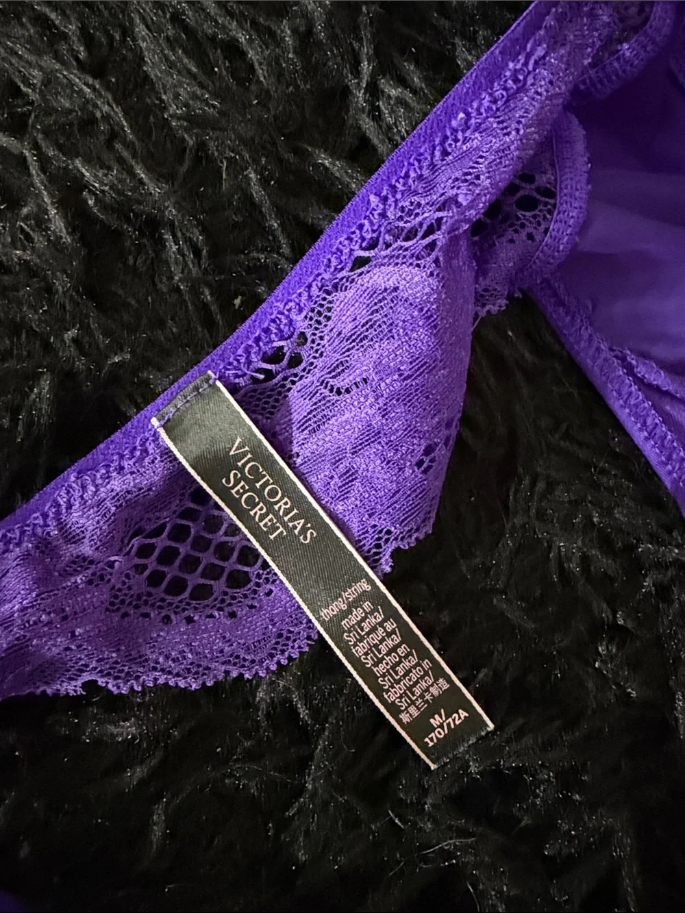 Victoria's Secret Electric Purple Lace Longline Bralette with Thong & Garter Set - Picture 9 of 16